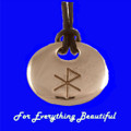 Love Bind Rune Oval Smooth Wax Cord Thong Bronze Pendant