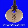 Protection Bind Rune Oval Smooth Wax Cord Thong Bronze Pendant