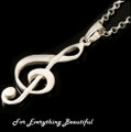 Treble Clef Musical Note Small Sterling Silver Pendant