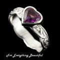 Samphrey Celtic Knot Heart Amethyst Ladies Sterling Silver Band Ring Sizes A-Q