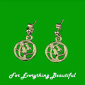 Scottish Bluebells Flowers Round Small Drop 9K Yellow Gold Earrings