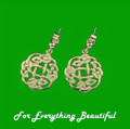 Celtic Floral Puff Motif Small Drop 9K Yellow Gold Earrings