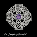 Celtic Purple Amethyst Circular Knotwork Design Sterling Silver Brooch