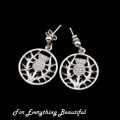 Thistle Wire Design Floral Emblem Circular Small Sterling Silver Earrings