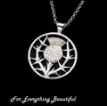 Scottish Thistle Round Small Sterling Silver Pendant