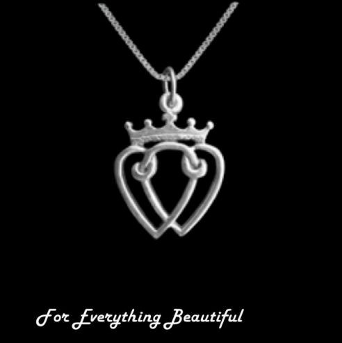 Queen Mary Double Heart Luckenbooth Medium Sterling Silver Pendant