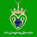 Queen Mary Design Sapphire Luckenbooth Large 14K Yellow Gold Pendant