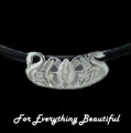 Three Nornes Norse Design Black Cord Sterling Silver Necklace