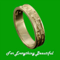 Scotland Thistle Narrow Mens Wedding 9K Yellow Gold Ring Band Sizes R-Z