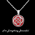 Celtic Infinity Knot Red Enamel Circular Sterling Silver Pendant
