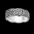 Celtic Interlace Leaf Knotwork Wide Sterling Silver Ladies Ring Wedding Band