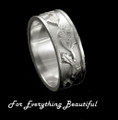 Scotland Thistle Wide Ladies Wedding Sterling Silver Ring Band Sizes R-Z