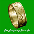 Scotland Thistle Wide Ladies Wedding 9K Yellow Gold Ring Band Sizes R-Z