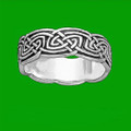 Celtic Interlace Leaf Knotwork Wide 14K White Gold Ladies Ring Wedding Band