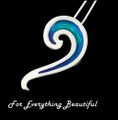 Seascape Curved Wave Enamel Small Sterling Silver Pendant