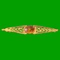 Celtic Knot Amber Bar Design 9K Yellow Gold Brooch