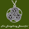 Celtic Triscele Swirl Knotwork Circular Stylish Pewter Pendant
