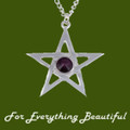 Star Pentagram Openwork Purple Crystal Stylish Pewter Pendant