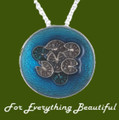 Lily Pad Cluster Pool Enamel Themed Stylish Pewter Pendant