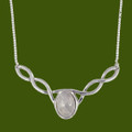 Celtic Knotwork Rainbow Moonstone Stylish Pewter Necklace