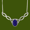 Celtic Knotwork Lapis Lazuli Design Stylish Pewter Necklace