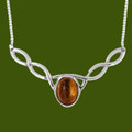 Celtic Knotwork Amber Design Stylish Pewter Necklace