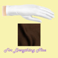 Chocolate Brown Shiny Satin Plain Simple Wedding Wrist Length Gloves Pair Set