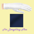 Navy Blue Shiny Satin Plain Simple Wedding Wrist Length Gloves Pair Set