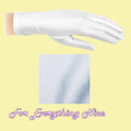 Pastel Blue Shiny Satin Plain Simple Wedding Wrist Length Gloves Pair Set