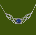Celtic Bow Knotwork Lapis Lazuli Design Stylish Pewter Necklace