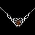 Celtic Knotwork Amber Design Sterling Silver Necklace