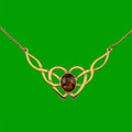 Celtic Knotwork Amber Design 9K Yellow Gold Necklace
