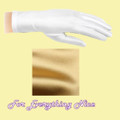 Gold Shiny Satin Plain Simple Wedding Wrist Length Gloves Pair Set