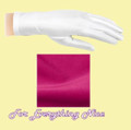 Fuchsia Pink Shiny Satin Plain Simple Wedding Wrist Length Gloves Pair Set