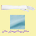 Aqua Shiny Satin Bridesmaids Wedding Below Elbow Length Gloves Pair Set