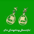 Viking Long Ship Oval Design Drop 9K Yellow Gold Earrings