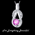 Pink Sapphire Round Cut Cubic Zirconia Knot Sterling Silver Pendant