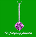 Pink Sapphire Cushion Cut Diamond Accent 14K White Gold Pendant