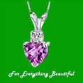 Pink Sapphire Heart Cut Diamond Accent 14K White Gold Pendant