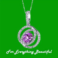 Pink Sapphire Oval Dual Halo White Topaz Accent 14K White Gold Pendant