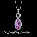 Pink Sapphire Marquise Cut Cubic Zirconia Border Sterling Silver Pendant