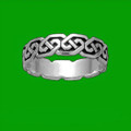 Celtic Interlinked Unending Simple 14K White Gold Mens Ring Wedding Band