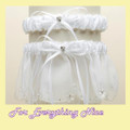 White Dainty Floral Chain Organza Wedding Bridal Garter Set