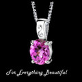 Pink Sapphire Oval Cut Simple Detail Sterling Silver Pendant