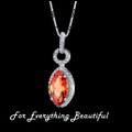Padparadscha Sapphire Marquise Cut Cubic Zirconia Border Sterling Silver Pendant