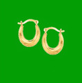 10K Yellow Gold Simple Oval Half Hoop Earrings