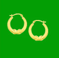 10K Yellow Gold Cross Knot Round Hoop Earrings