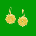 14K Yellow Gold Mesh Textured Pin Wheel French Wire Earrings