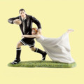 A Love Match Rugby Couple Hand Painted Porcelain Wedding Cake Topper