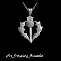Thistle Heart Floral Emblem Sterling Silver Pendant